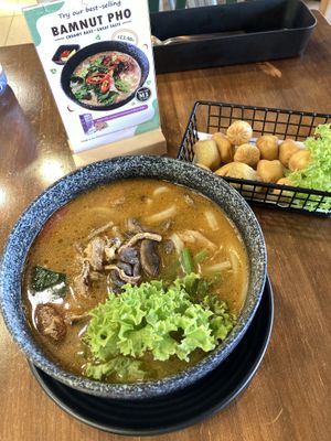 10. March 2024, Shacha lions mane udon noodles, very good and I tried their Hojicha icecream which is strong and deliscious  at nomVnom Bistro - Clarke Quay in Central Singapore