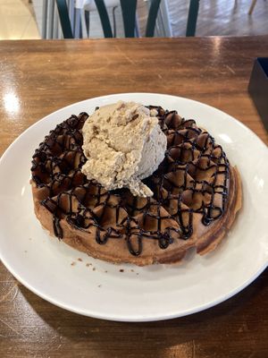 Waffle with chickpea coffee ice crewm 😋  at nomVnom Bistro - Clarke Quay in Central Singapore
