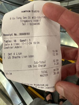 Receipt   at nomVnom Bistro - Clarke Quay in Central Singapore