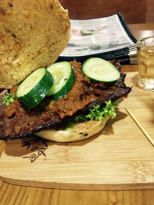 Temptation satay burger  at nomVnom Bistro - Clarke Quay in Central Singapore