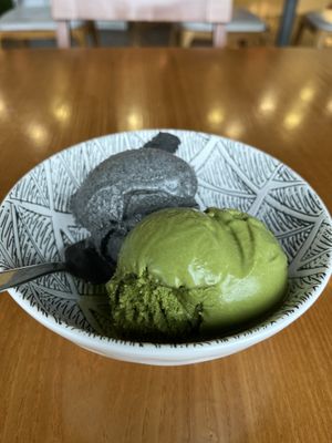 Black sesame & matcha ice cream  at nomVnom Bistro - Clarke Quay in Central Singapore