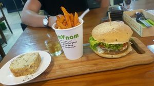 King Mushroom head burger combo!  at nomVnom Bistro - Clarke Quay in Central Singapore
