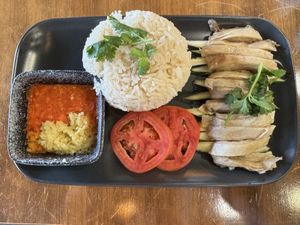 One of their specialities and a delightful take on a Singapore classic - Hainanese chickenless rice   at nomVnom Bistro - Clarke Quay in Central Singapore