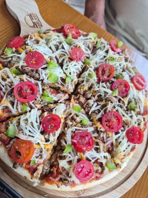 Cheezy beefless pizza at nomVnom Bistro - Clarke Quay in Central Singapore