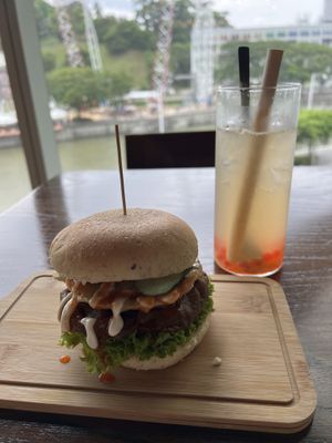 Yuzu Drink and Burger   at nomVnom Bistro - Clarke Quay in Central Singapore