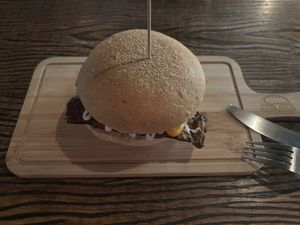 Tempeh basil burger   at nomVnom Bistro - Clarke Quay in Central Singapore