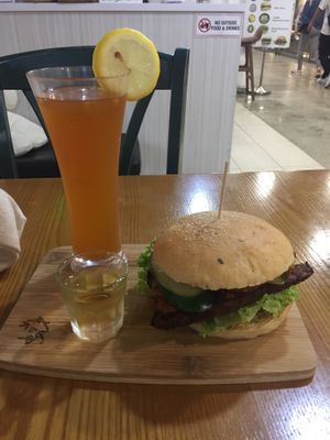 Temptation satay with passion fruit tea  at nomVnom Bistro - Clarke Quay in Central Singapore
