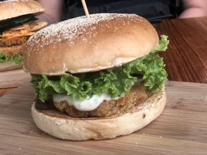 This lion mane patty burger is sooo good at nomVnom Bistro - Clarke Quay in Central Singapore