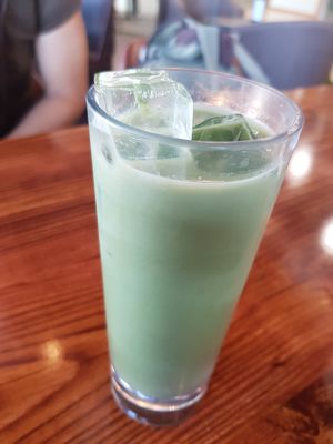 Matcha ice latte at nomVnom Bistro - Clarke Quay in Central Singapore