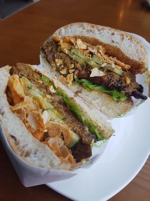Rendang Tempeh Burger at nomVnom Bistro - Clarke Quay in Central Singapore