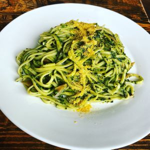 Spinach mushroom organic durum wheat linguine at nomVnom Bistro - Clarke Quay in Central Singapore