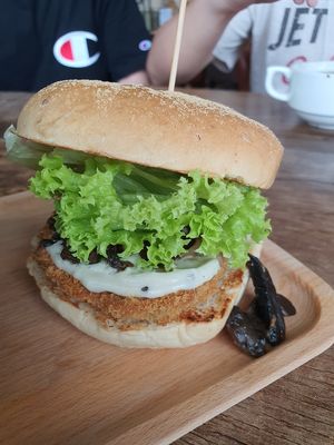 Lion Mane Truffle Burger at nomVnom Bistro - Clarke Quay in Central Singapore