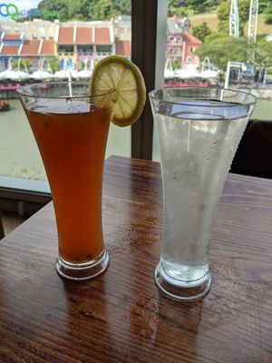 Passion fruit lemon tea and pear with aloe at nomVnom Bistro - Clarke Quay in Central Singapore
