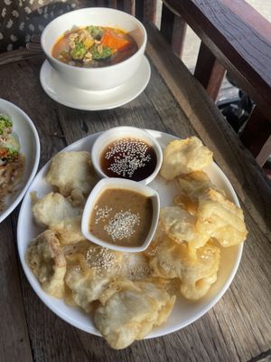 Fried tofu and massaman curry  at La Carotte Qui Rit in Koh Tao