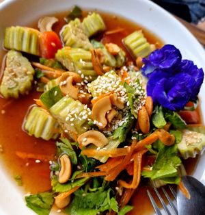 Eggplant salad at La Carotte Qui Rit in Koh Tao