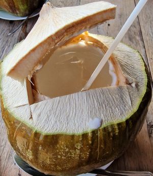 Fresh coconut at La Carotte Qui Rit in Koh Tao