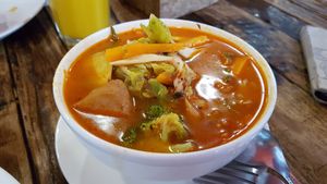 Tom Yam soup at La Carotte Qui Rit in Koh Tao
