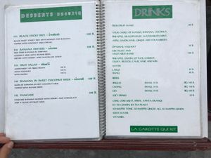 Desserts and drinks  at La Carotte Qui Rit in Koh Tao