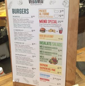 menu at Veg & Veg in Florence