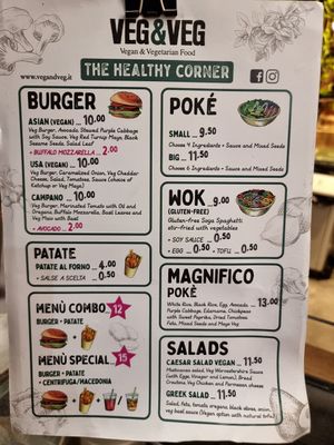 Menu (mistake on here the caesar can be vegan and non vegan) at Veg & Veg in Florence