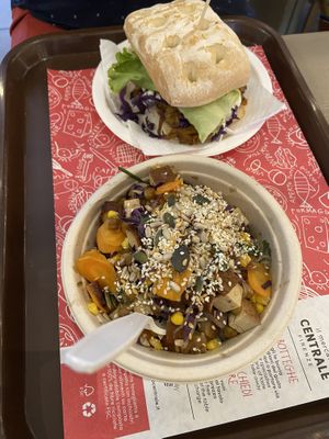 Veggie noodle bowl with tofu & kebab sandwich   at Veg & Veg in Florence