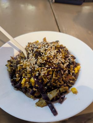 Riso Saltado with vegan chicken at Veg & Veg in Florence