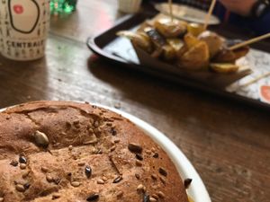 Vegan burger and roast potatoes at Veg & Veg in Florence