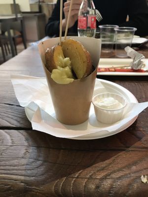 potato wedges, vegan cheese, lemon garlic sauce (delicious!!!) at Veg & Veg in Florence