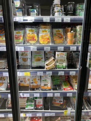 Vegan selection at Naturalia - Mouffetard in Paris