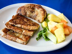 almond milk french toast at Monty's Blue Plate Diner in Madison