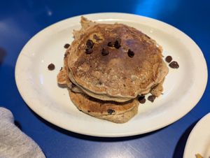 Vegan pancakes with chocolate chips at Monty's Blue Plate Diner in Madison