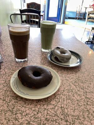Mocha + chocolate donut from Level 5    at Mother Fool's Coffeehouse in Madison