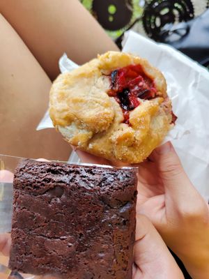 A brownie and a Danish at Mother Fool's Coffeehouse in Madison