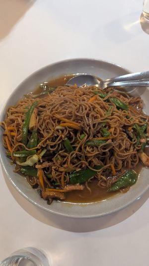 Yee mee noodles $23.80: pretty good but mushroom based sauce is quite subtle  at Vegie Hut in Box Hill