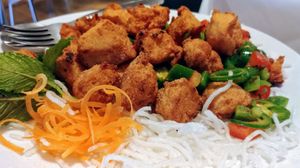 Hot and spicy soy chick*n at Vegie Hut in Box Hill