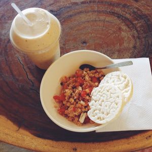 vegan ceviche and protein power soy-milkshake  at Soya Nutribar in San Salvador