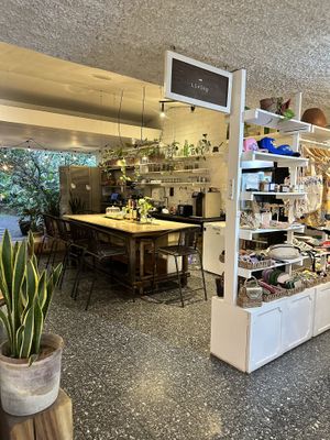 Server station/ partial gift shop  at Soya Nutribar in San Salvador