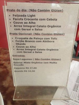 Menu at Vegan Vegan in Rio De Janeiro