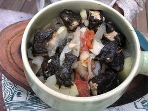 Vegan version of a Portuguese seafood dish  at Vegan Vegan in Rio De Janeiro