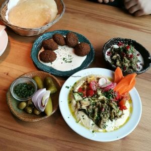 Selection of vegan food at Djimalaya in Berlin