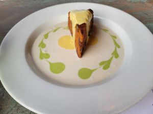 Carrot cake with cashew cream at Veganized in New Brunswick