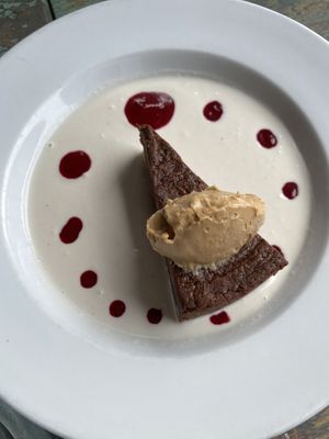 Chocolate torte with peanut butter whipped cream  at Veganized in New Brunswick