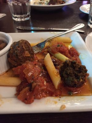 Pasta and neatballs  at Veganized in New Brunswick