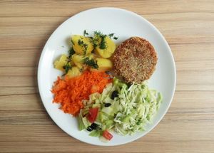 buckwheat and peanut pattie at Vegus Bar in Rzeszow