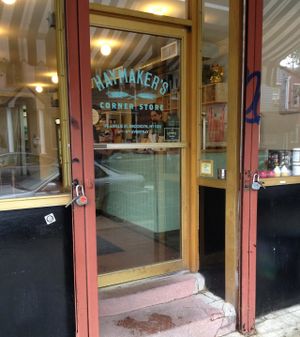 The entrance at Haymaker's Corner Store in Brooklyn