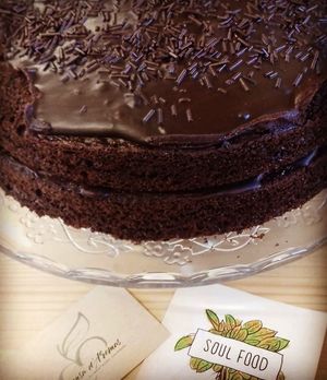 Vegan brigadeiro cake at Soul Food in Sintra