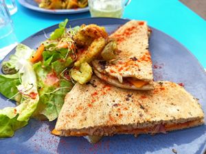 Pancake "chien tête en bas" at Pancake Fever in Caen