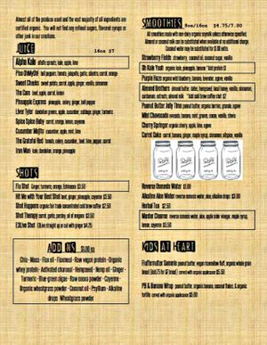 menu1 at The Juice Box in Lakeland