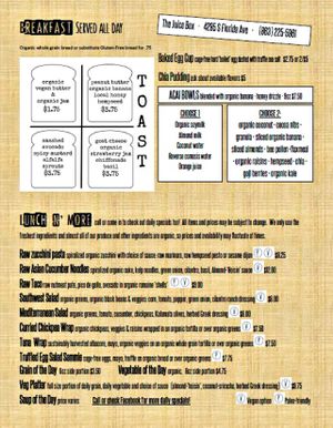 menu2 at The Juice Box in Lakeland