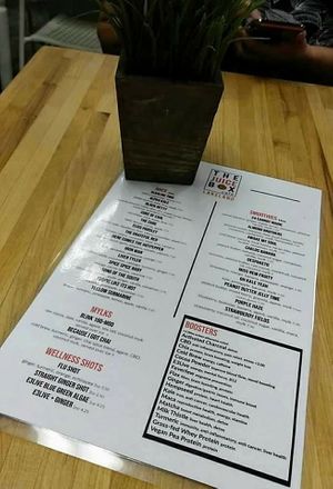 Juice menu.🍴2019 at The Juice Box in Lakeland